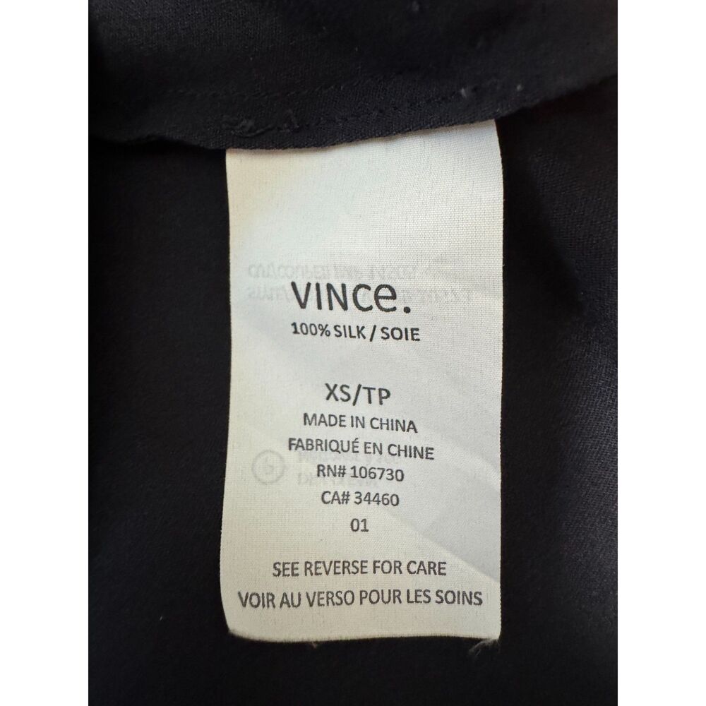 Vince 100% Silk Navy Dolman Sleeve Popover Blouse Navy Blue XS Minimalist Luxury - Picture 5 of 6